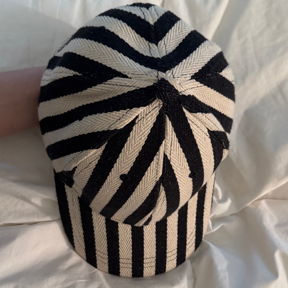 Striped Black and Cream Baseball Cap - Picture 6 of 7